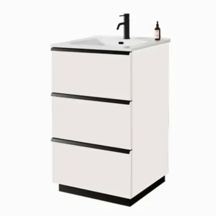 Mueble de baño hasta el suelo 60 cm blanco con tres cajones Serie Lazio Benotti