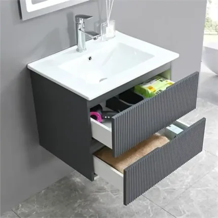 Cajones del mueble de baño suspendido Benotti Brisa 80 cm con gran almacenaje y cierre progresivo
