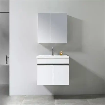 Mueble baño suspendido blanco 60 cm con lavabo y espejo Melissa