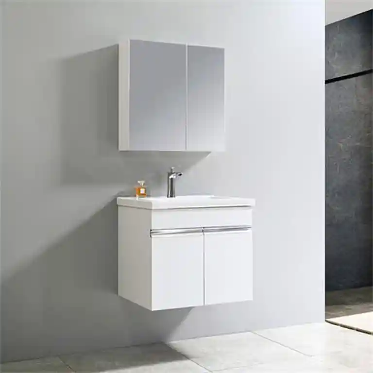 Conjunto de baño suspendido blanco brillo 60 cm con lavabo integrado