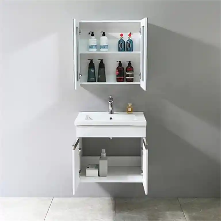 Armario espejo de baño 60x60 con estantes para organizar productos diarios