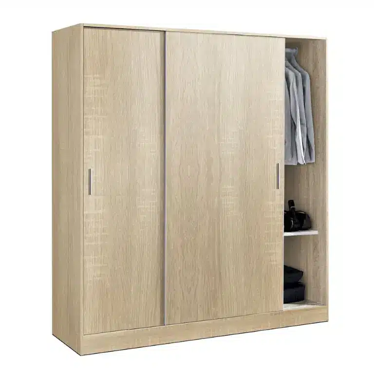 Armario corredero 2 puertas 182 cm acabado cambrian 220x182x56 cm con puertas deslizantes, barras y estantes