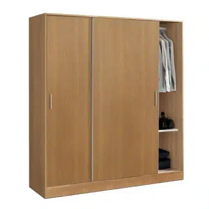 Armario corredero 2 puertas 182 cm color cerezo 220x182x56 cm con gran capacidad, estantes amplios y barras