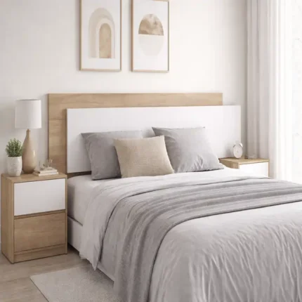 cabecero superpuesto 185 cm cambrian blanco para cama 180 en dormitorio moderno