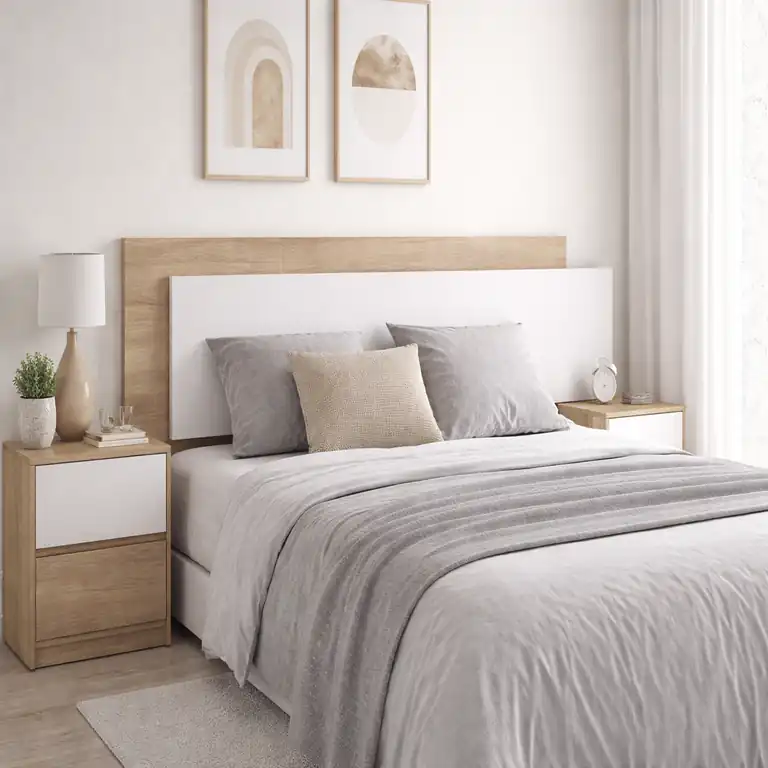 cabecero superpuesto 185 cm cambrian blanco para cama 180 en dormitorio moderno
