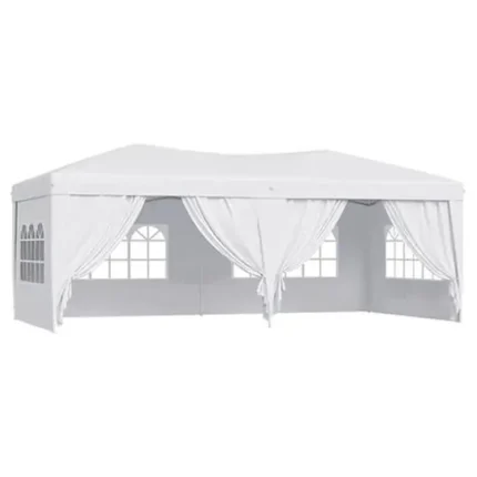 Carpa plegable 3x6 m metal blanca Donna Garden con paredes y ventanas