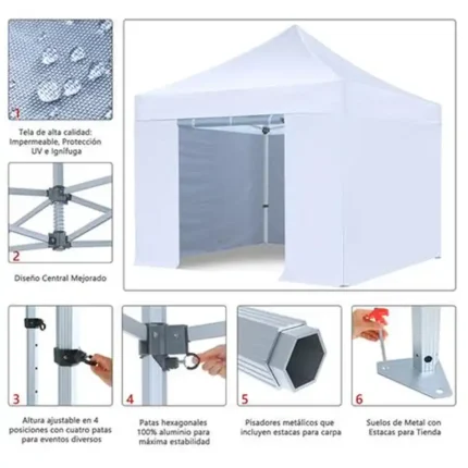 Detalle de carpa profesional 3x3 Donna Garden HEX 50