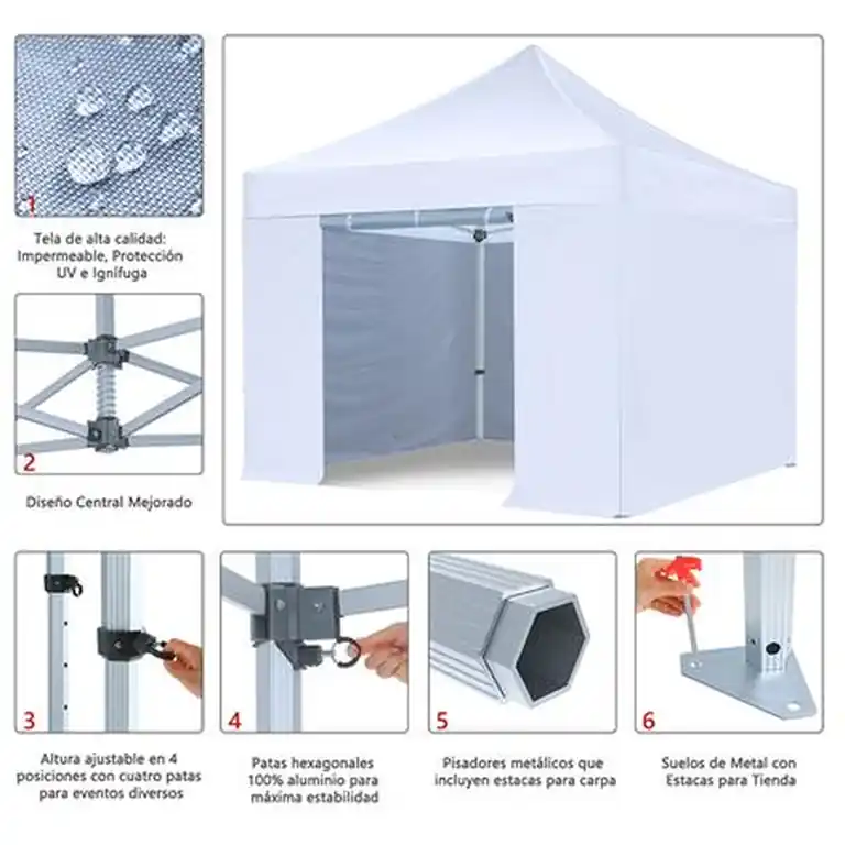 Detalle de carpa profesional 3x3 Donna Garden HEX 50