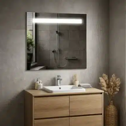 Baño moderno con espejo de baño LED 70x70 serie Bahamas con luz integrada