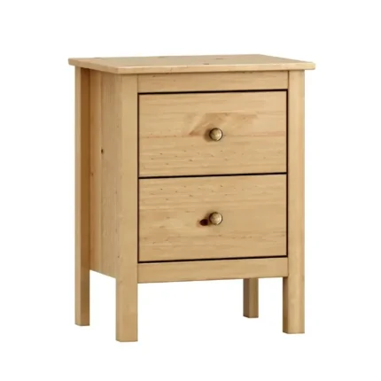 Mesita de noche madera maciza 2 cajones color miel