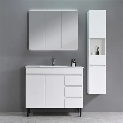 Mueble de lavabo blanco 100 cm Serie Laia Benotti con patas negras