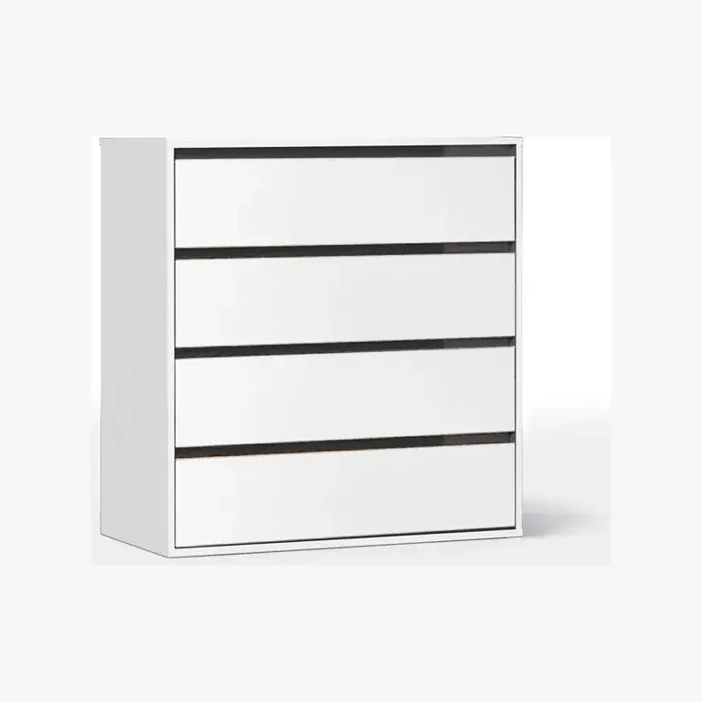 cómoda 35 cm fondo blanca de 4 cajones GP.055 en vista frontal