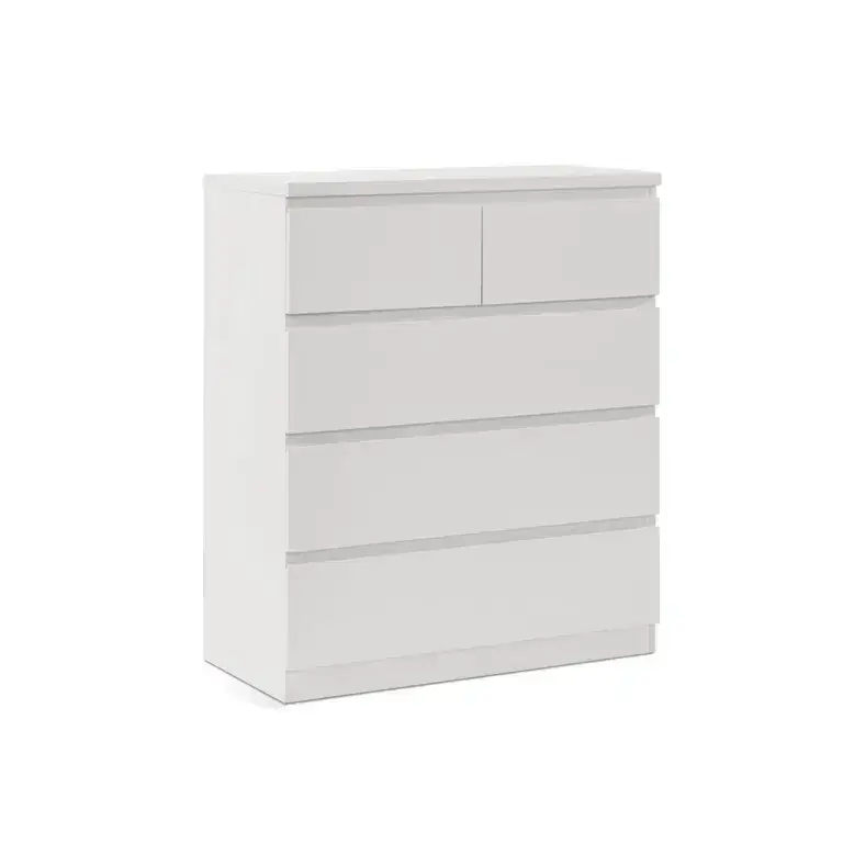 cómoda 5 cajones blanca 97x80x40 vista frontal