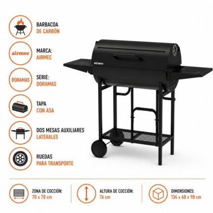 vista lateral de barbacoa carbón Doramas Airmec