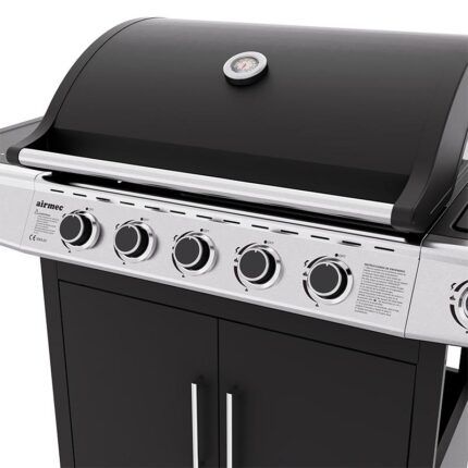 Barbacoa de gas Yaiza Airmec 6 fuegos con accesorios visibles