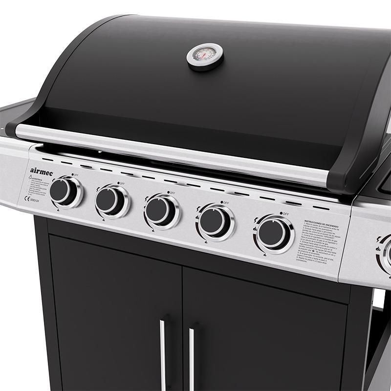 Barbacoa de gas Yaiza Airmec 6 fuegos con accesorios visibles