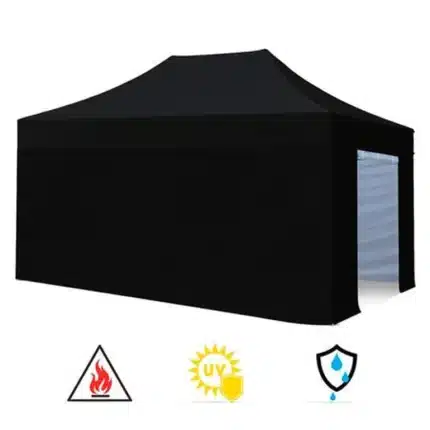 Carpa profesional 4x6 negra con paredes Donna Garden con protección UV, tejido impermeable e ignífugo