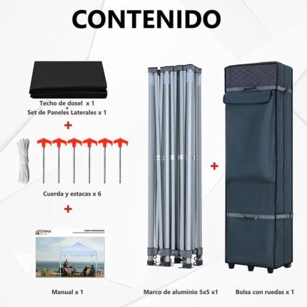 detalle de carpa profesional 5x5 negra