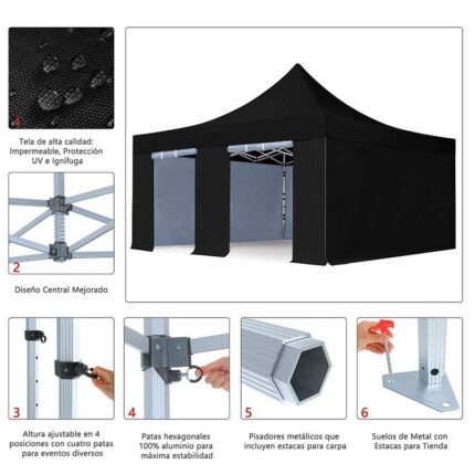 carpa exterior 5x5 metros negra