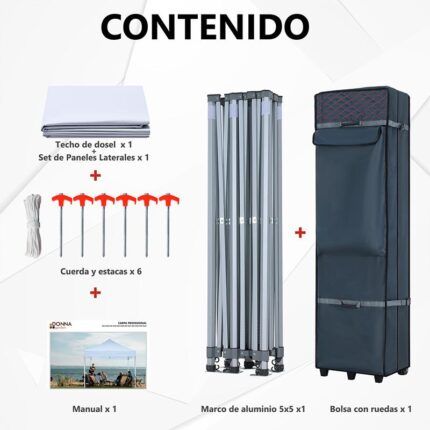 detalle de carpa profesional 5x5 blanca