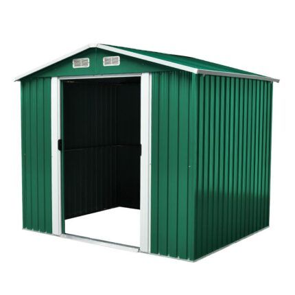 caseta metálica verde 4m2 vista lateral