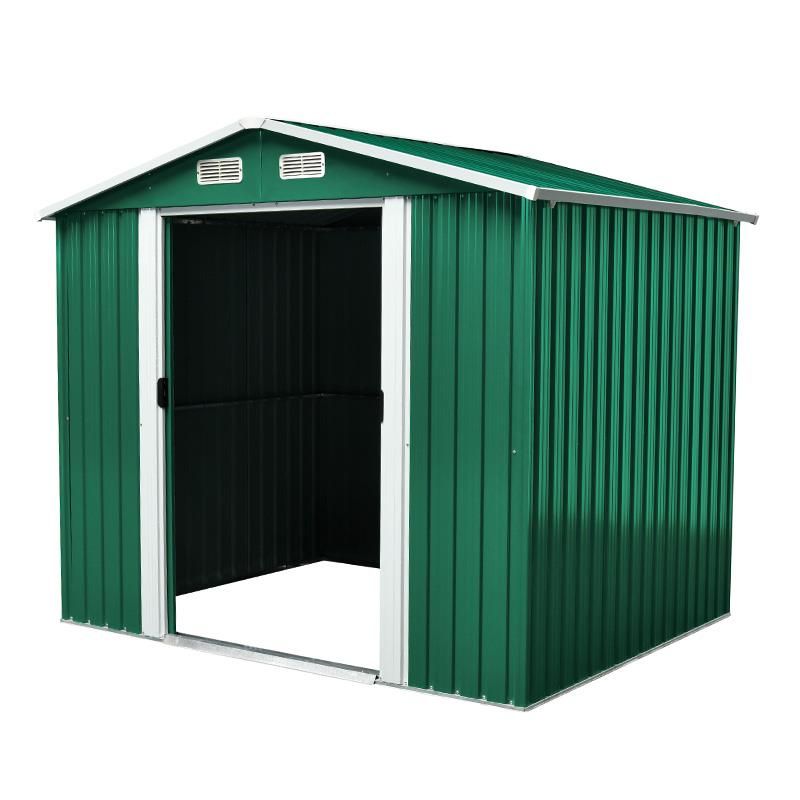 caseta metálica verde 4m2 vista lateral