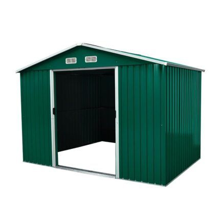 caseta metálica verde 72m2 vista lateral