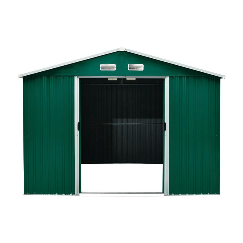 caseta metálica verde 72m2 detalle de puerta
