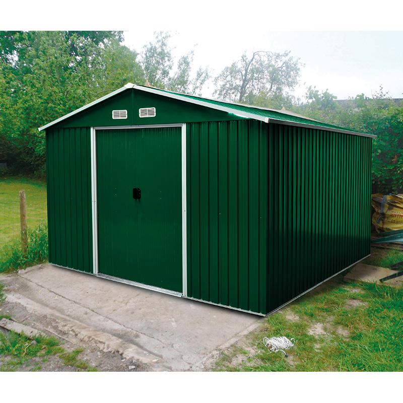 caseta metálica verde 9m2 detalle exterior