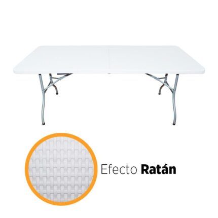 mesa plegable ratán 180x74 para exterior