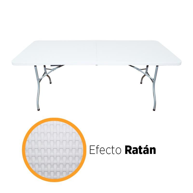 mesa plegable ratán 180x74 para exterior