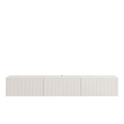 Mueble TV Antibes blanco de 192 cm con tres puertas abatibles cerradas