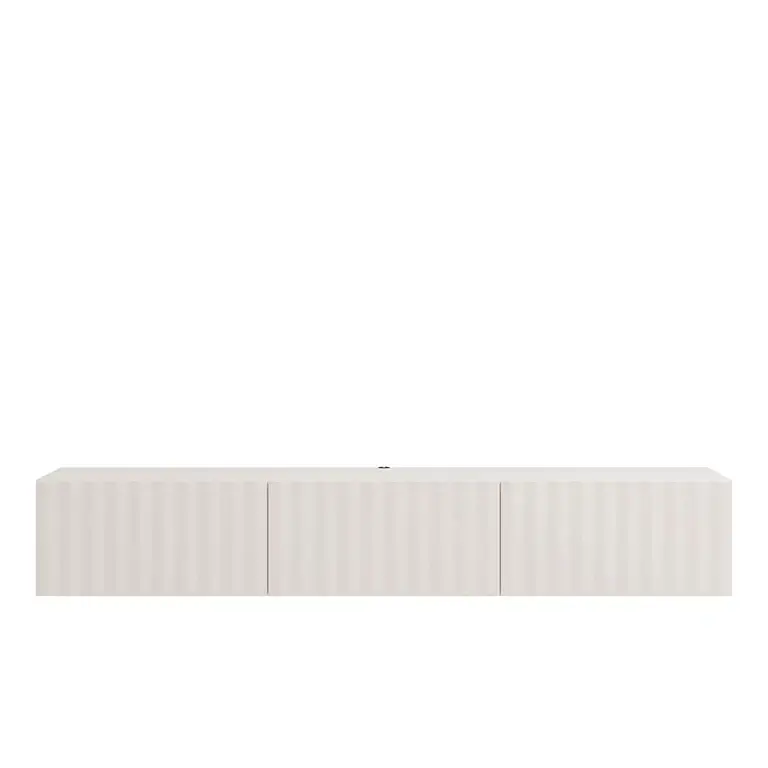 Mueble TV Antibes blanco de 192 cm con tres puertas abatibles cerradas