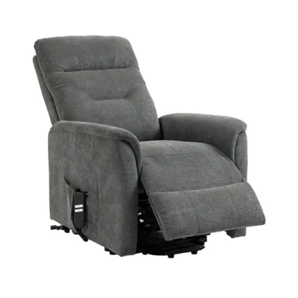 Sillón relax Argos gris con reposapiés abierto y brazos acolchados