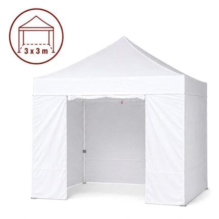 Carpa blanca 3x3 con paredes para jardín y eventos