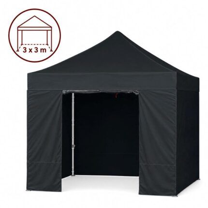 Carpa negra 3x3 con paredes para exteriores