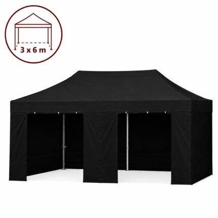 Carpa negra 3x6 con paredes para espacios exteriores