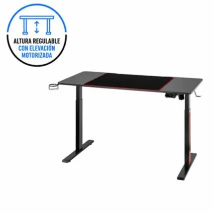 Mesa gaming motorizada 140x60 cm RGB con tablero negro y altura regulable