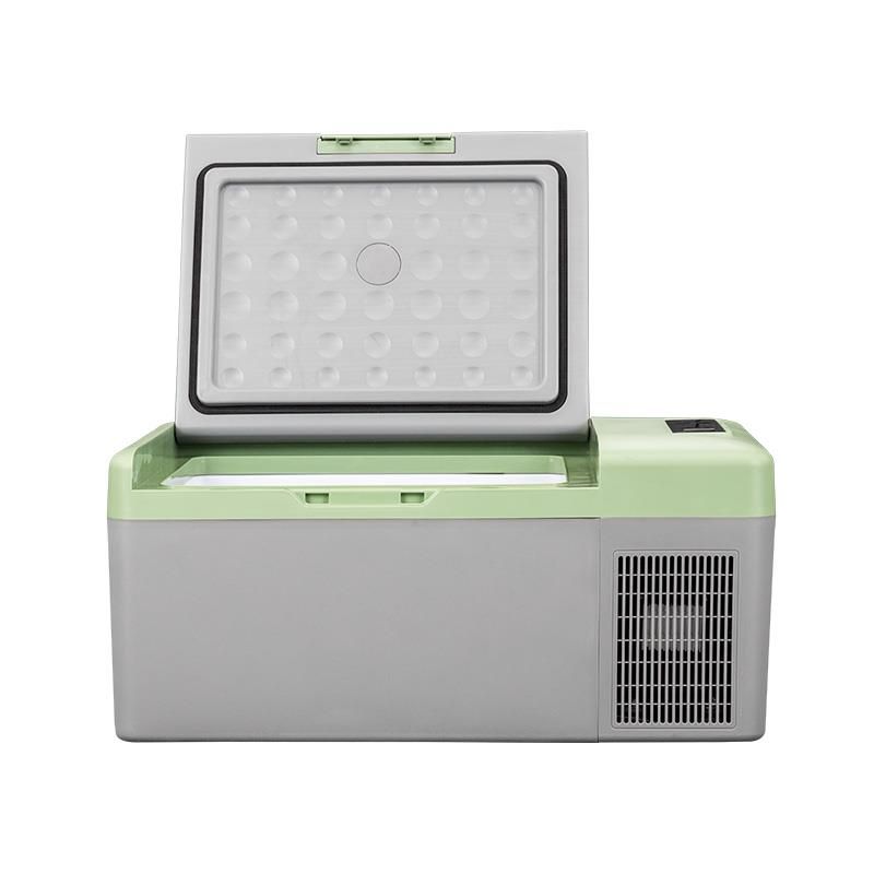 Nevera camping 15L compacta con panel LED abierta