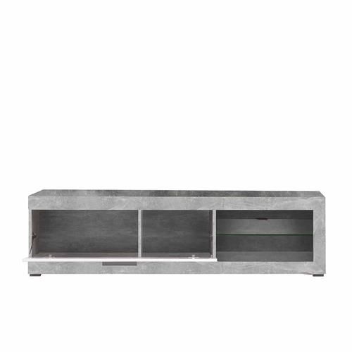 Mueble TV Remo Cemento y Blanco con puerta abatible
