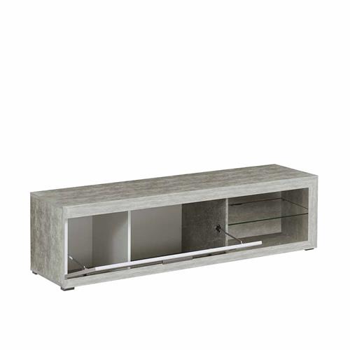 Detalle del mueble TV Remo en Cemento y Blanco