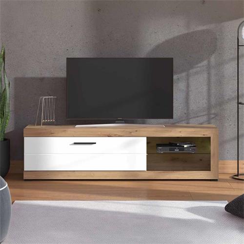 Detalle del mueble TV Remo en Artisan y Blanco