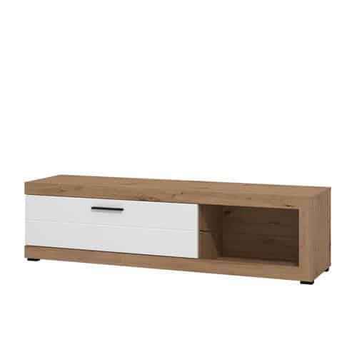 Vista lateral del mueble TV Remo Artisan y Blanco
