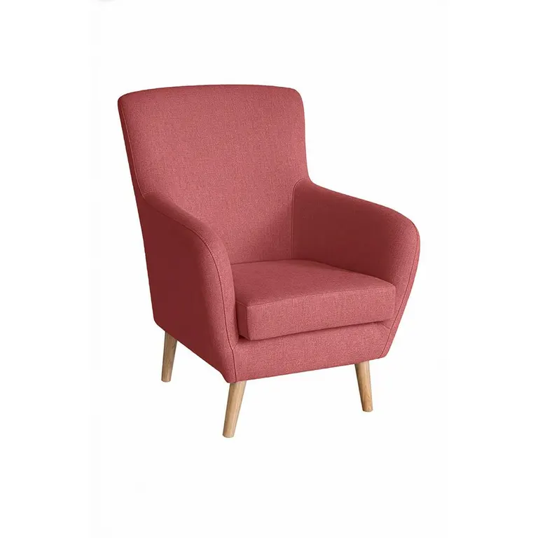 Butaca Nórdica Moret color Coral con patas de madera