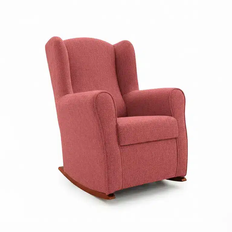 Sillón balancín tapizado Moret Coral vista frontal