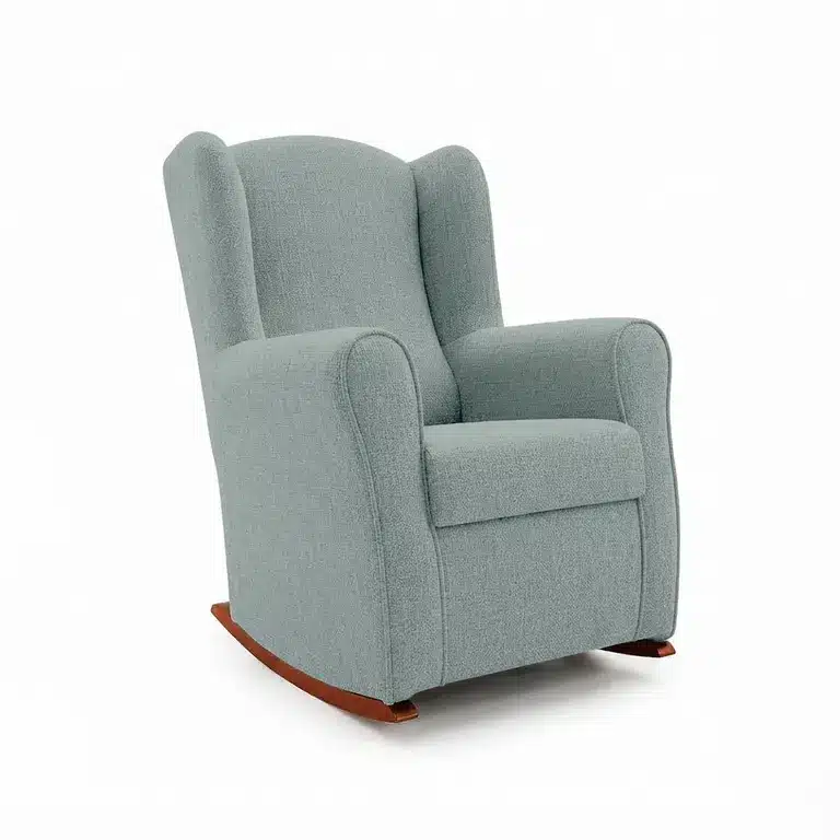 Sillón balancín tapizado Moret jade vista frontal
