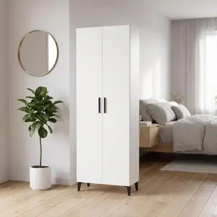 Zapatero alto Buseto blanco en ambiente de dormitorio luminoso