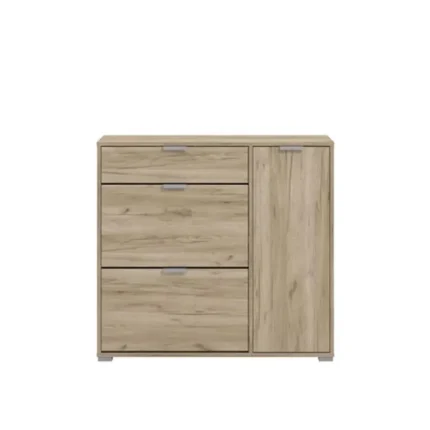 Zapatero Arco 2 acabado Roble G con cajón y tres puertas en vista frontal