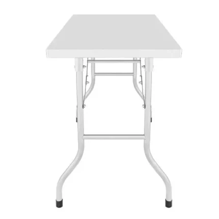 Mesa de trabajo inox plegable Larryhouse, vista lateral de 60 cm de fondo