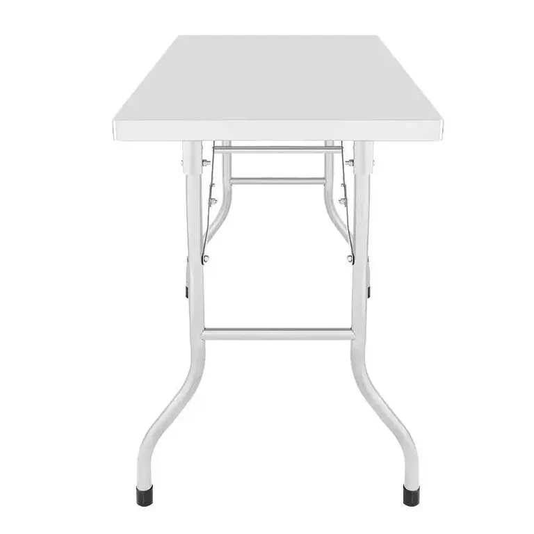 Mesa de trabajo inox plegable Larryhouse, vista lateral de 60 cm de fondo